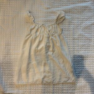 SHEIN Cream Ruched Tie-Front Mini Dress